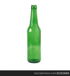 Green bottle isolated on the white background