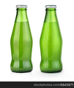 green bottle studio shot with cap isolated on white