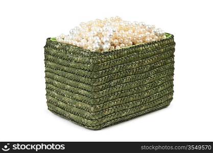green box with beads isolated on white background