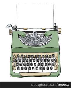 green british typewriter with paper cute art illustration