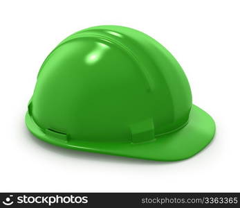 Green builder&rsquo;s helmet isolated on white background