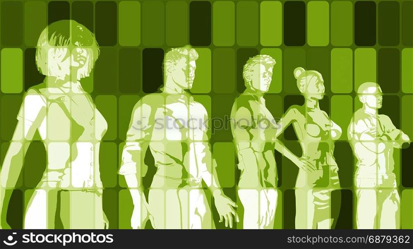 Green Business Abstract Background with Corporate Executives. Green Business Abstract Background