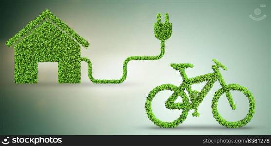 Green bycycle in transportation concept - 3d rendering