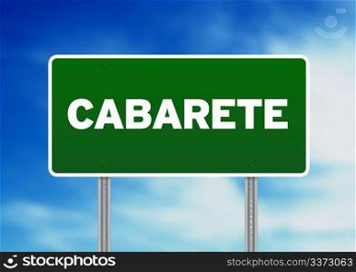 Green Cabarete, Dominican Republic highway sign on Cloud Background.
