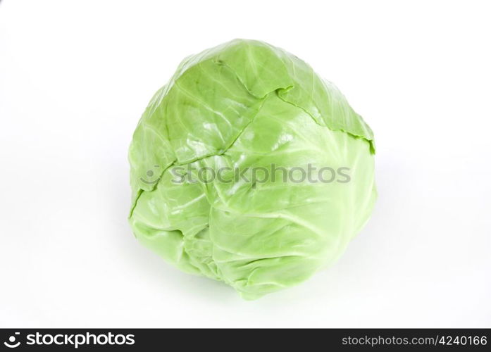 green cabbage isolated on white background