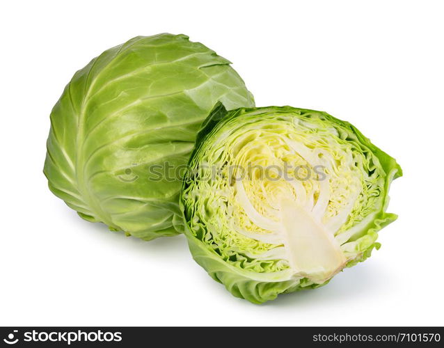 green cabbage isolated on white background. green cabbage