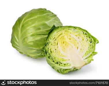 green cabbage isolated on white background. green cabbage