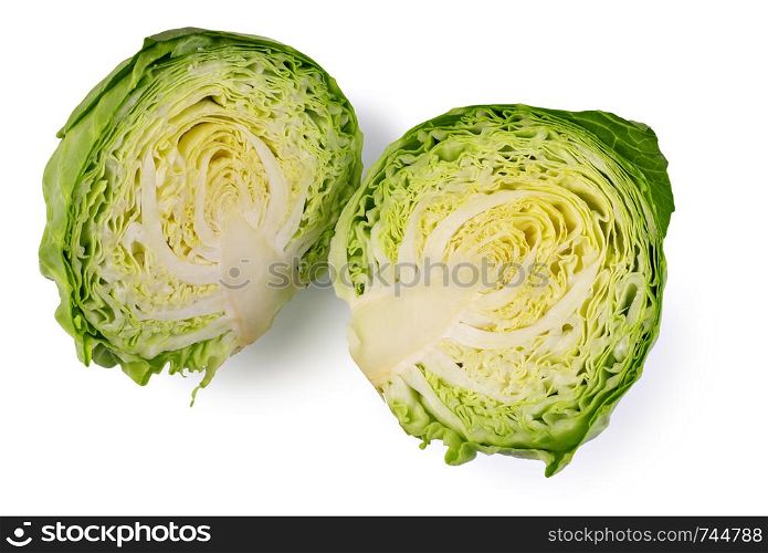 green cabbage isolated on white background. green cabbage