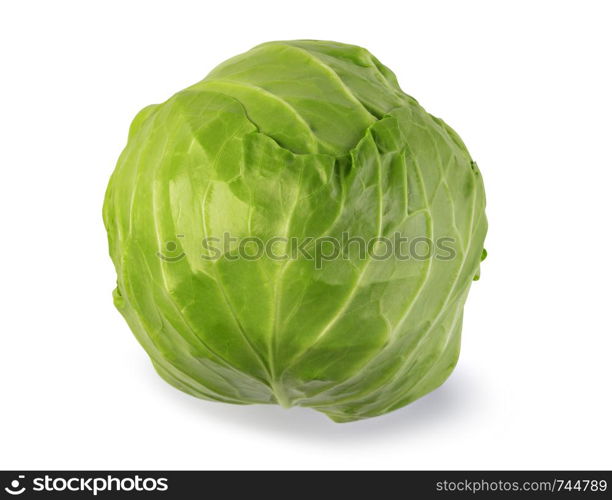 green cabbage isolated on white background. green cabbage