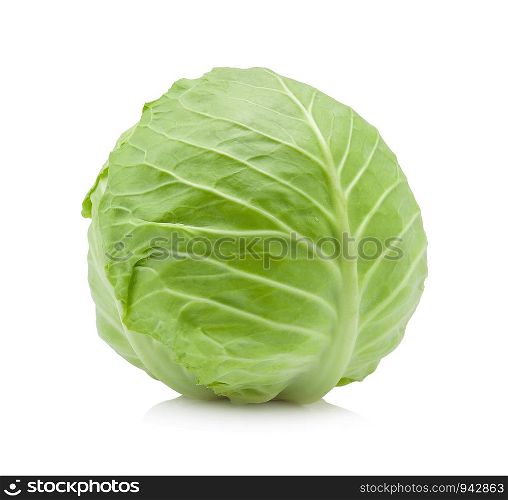 Green cabbage on white background.