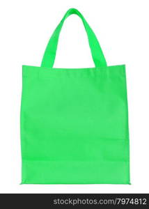 green canvas shopping bag isolated on white background with clipping path