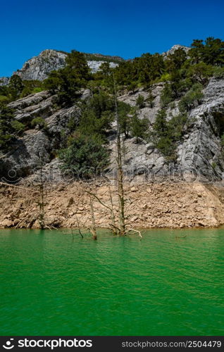 Green Canyon, Manavgat. Hydroelectric power station. Water and mountains. Largest canyon reservoir in Turkey