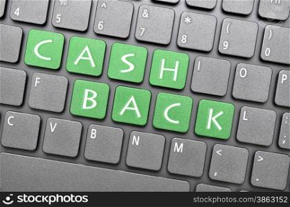 Green cash back key on keyboard