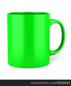 green ceramic cup isolated on white background