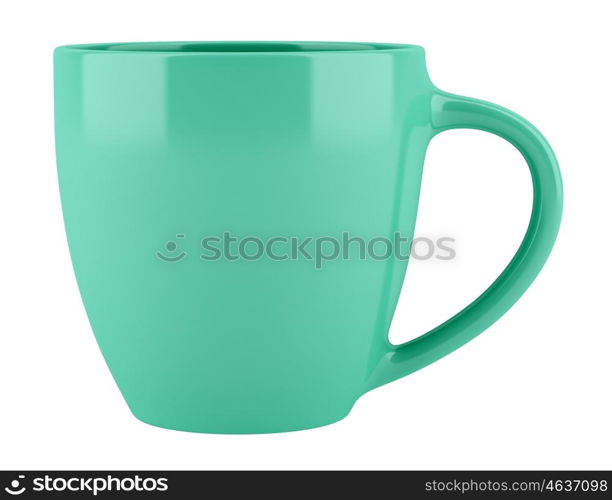 green ceramic cup isolated on white background. 3d illustration