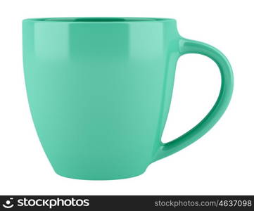 green ceramic cup isolated on white background. 3d illustration