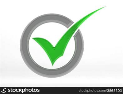 Green check mark with circle image with hi-res rendered artwork that could be used for any graphic design.. Green check mark with circle