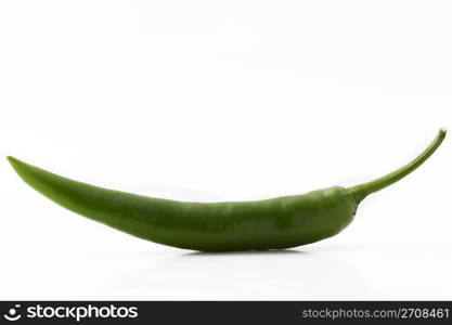 green chili. one green chili isolated on white background