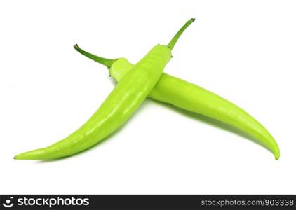 Green chili pepper isolated on a white background, with Clipping Path