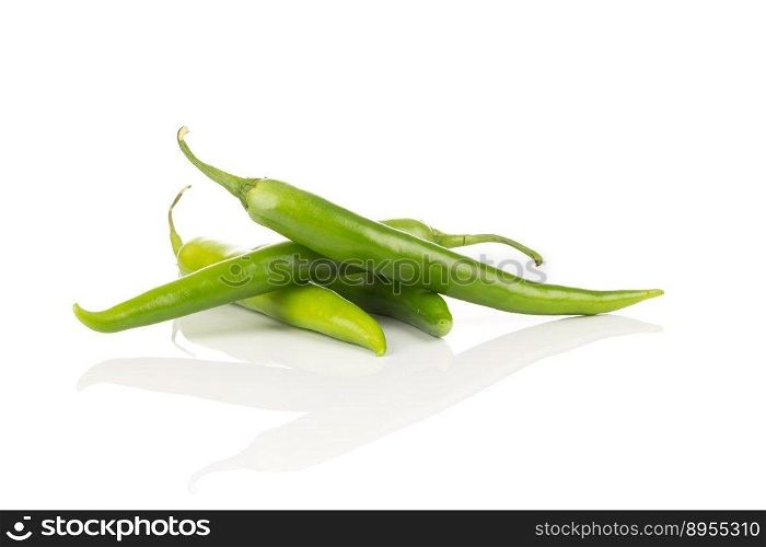 Green chili pepper isolated on white background