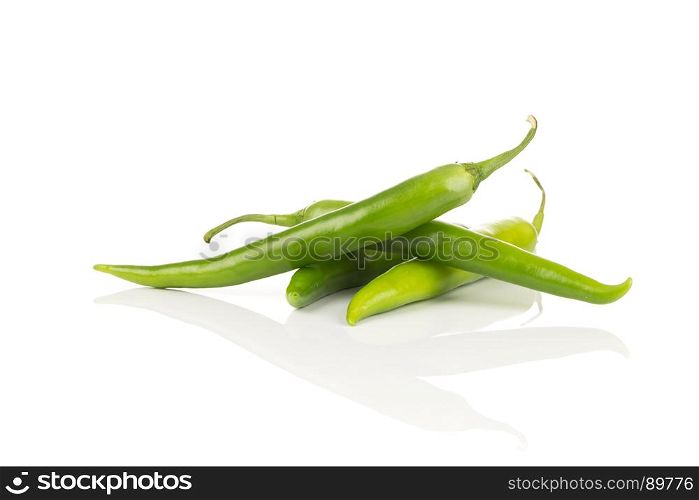 Green chili pepper isolated on white background