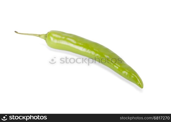green chilly pepper isolated on white background with path