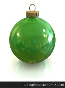 Green christmas glossy and shiny ball isolated on white background