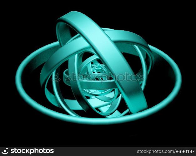 Green circles on black background. 3d illustration.. Green circles on black background. 3d illustration. 3d rendering.
