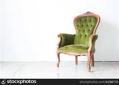 Green classical style Armchair sofa couch in vintage room