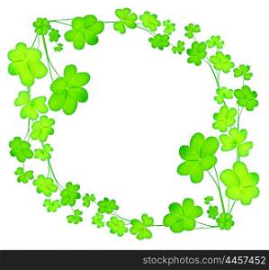 Green clover holiday frame collage, st.Patrick&rsquo;s day decoration isolated on white background with text space