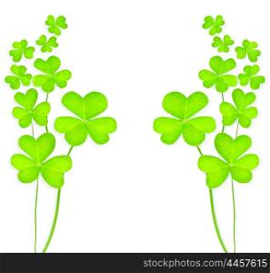 Green clover holiday frame, st.Patrick&rsquo;s day decoration isolated on white background with text space