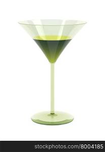Green cocktail in a glass isolated on white background