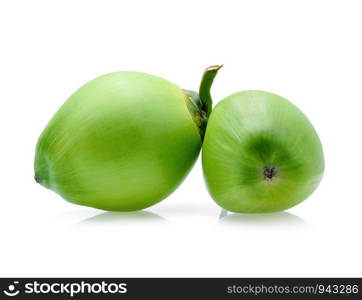 Green coconut fruit isolated on white background.