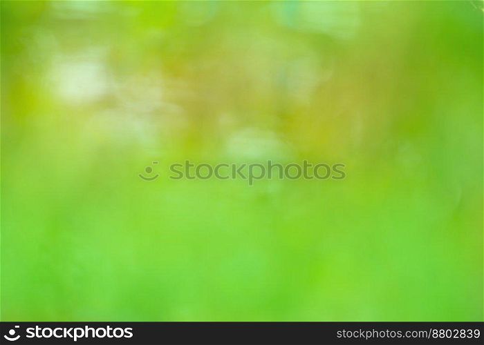 Green color background blurred and defocused. Pistachio color blur bokeh. Motion blur backdrop.