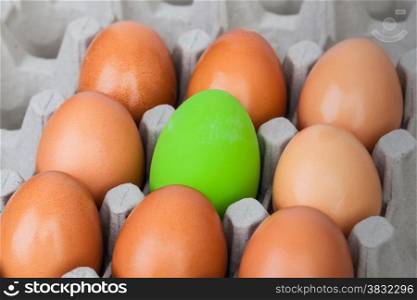green color eggs on crate for holiday easter festival, can use as background