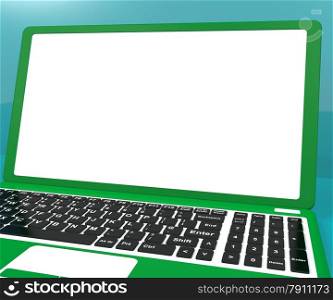 Green Computer On Desk With White Copyspace. Green Computer On Desk With White Copy Space