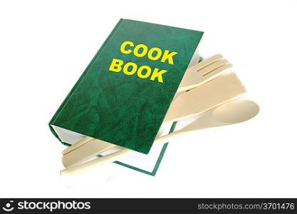Green cook book isolated on white