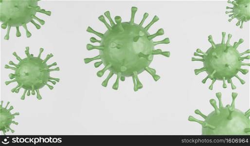 Green corona virus cell isolated on white background. 3d rendering