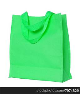 green cotton bag isolated on white with clipping path