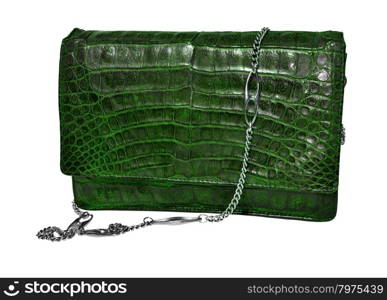 Green crocodile genuine leather handbag