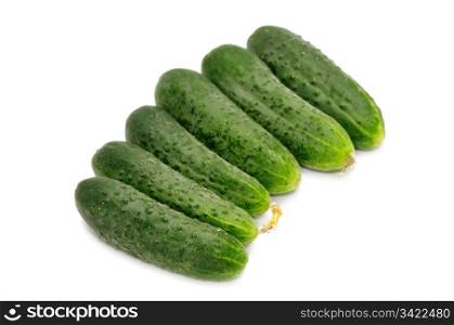 green cucumbers isolated on a white background
