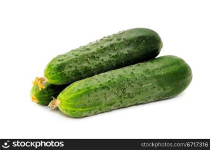 green cucumbers isolated on a white background