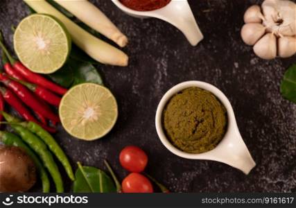 Green curry paste made from chili