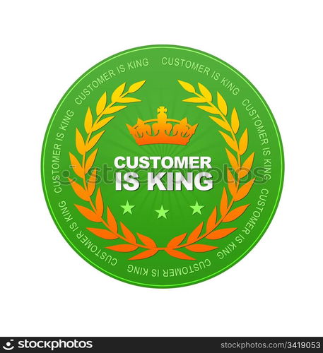 Green Customer is King Icon on white background.