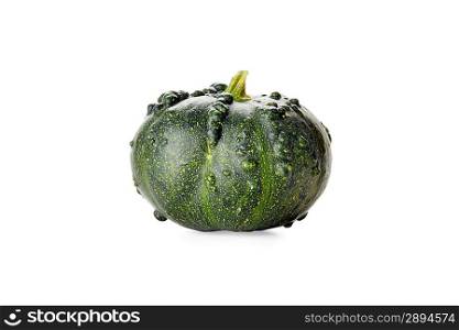 green decorative pumpkin isolated on white background