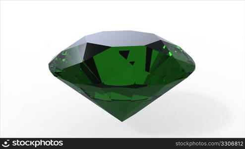 green diamond gemstone, render, isolated on white