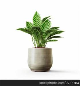 Green domestic plant in flowerpot. Illustration Generative AI 