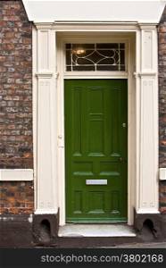 Green Door. Grand Green Wooden Door Part of a Building Home or Office Related London England