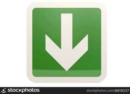 Green down arrow signi mage, 3D rendering