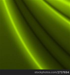 Green Drapery. Abstract Background - Green Glossy Silky Drapery - Illustration